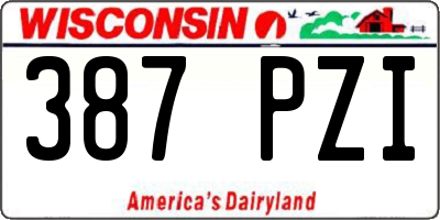 WI license plate 387PZI