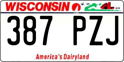 WI license plate 387PZJ