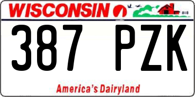 WI license plate 387PZK