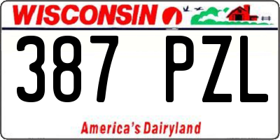 WI license plate 387PZL