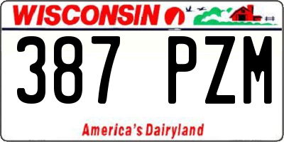WI license plate 387PZM