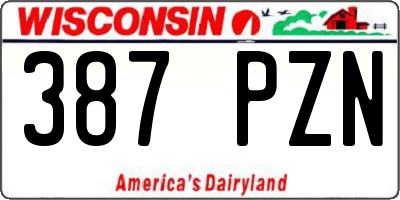 WI license plate 387PZN