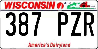 WI license plate 387PZR