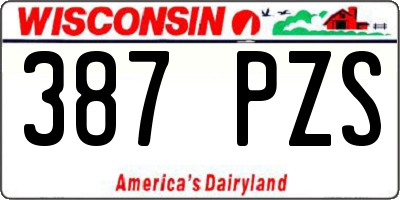 WI license plate 387PZS