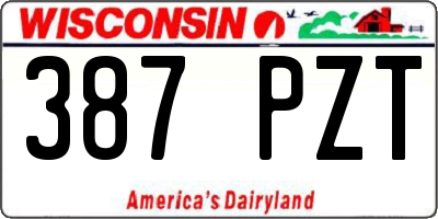 WI license plate 387PZT