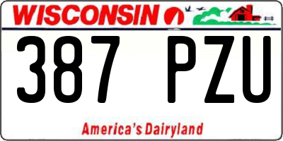 WI license plate 387PZU