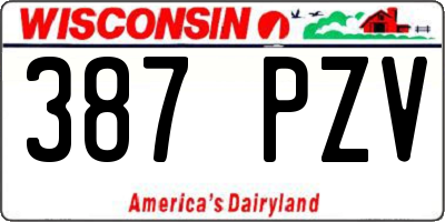 WI license plate 387PZV