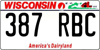 WI license plate 387RBC