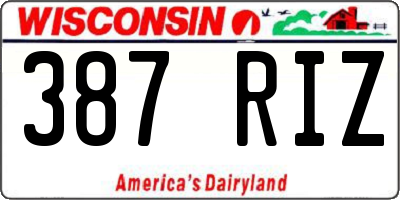 WI license plate 387RIZ