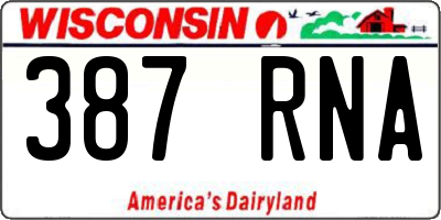WI license plate 387RNA