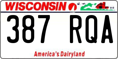 WI license plate 387RQA