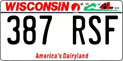 WI license plate 387RSF
