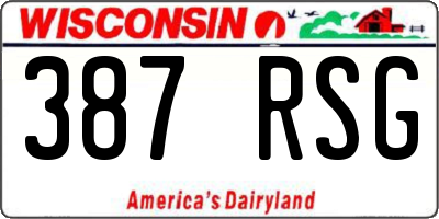 WI license plate 387RSG