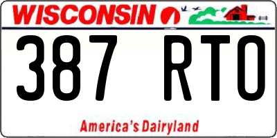 WI license plate 387RTO