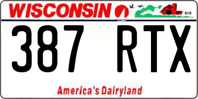 WI license plate 387RTX