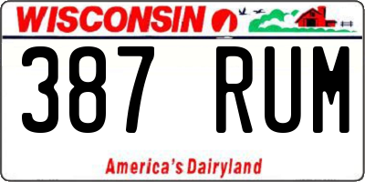 WI license plate 387RUM