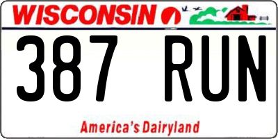 WI license plate 387RUN