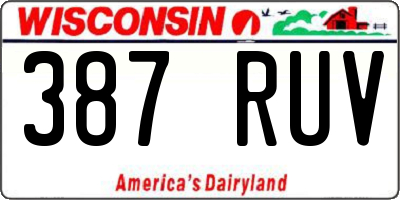 WI license plate 387RUV