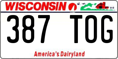 WI license plate 387TOG