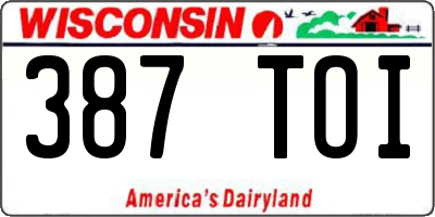 WI license plate 387TOI