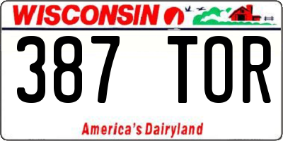 WI license plate 387TOR