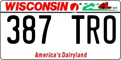 WI license plate 387TRO
