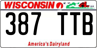 WI license plate 387TTB