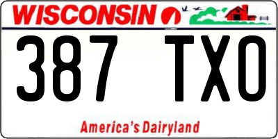 WI license plate 387TXO
