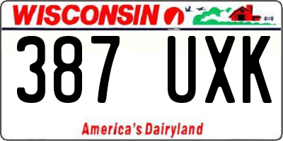 WI license plate 387UXK