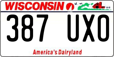 WI license plate 387UXO