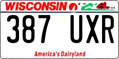 WI license plate 387UXR