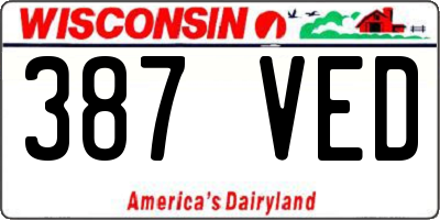 WI license plate 387VED
