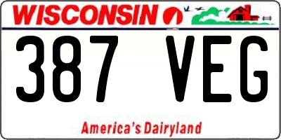 WI license plate 387VEG