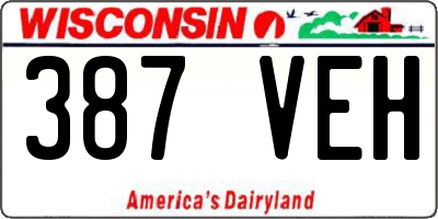 WI license plate 387VEH