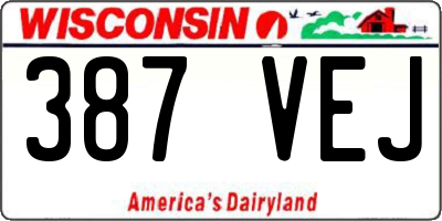 WI license plate 387VEJ