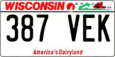 WI license plate 387VEK