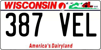 WI license plate 387VEL
