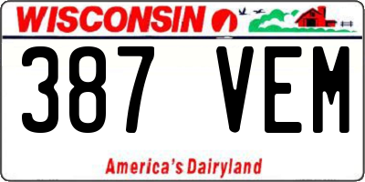 WI license plate 387VEM