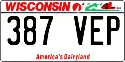 WI license plate 387VEP