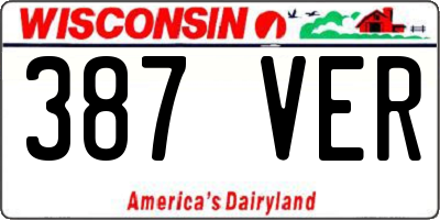 WI license plate 387VER