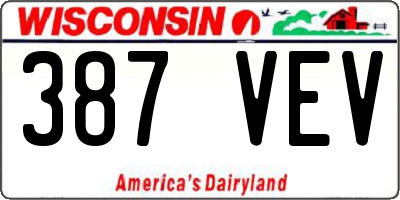 WI license plate 387VEV
