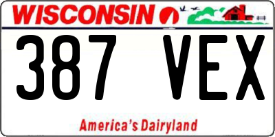 WI license plate 387VEX