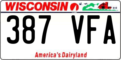 WI license plate 387VFA