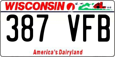 WI license plate 387VFB