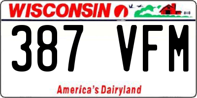 WI license plate 387VFM
