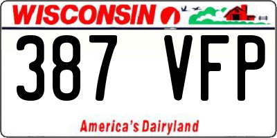 WI license plate 387VFP