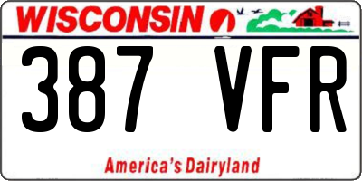 WI license plate 387VFR