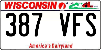 WI license plate 387VFS