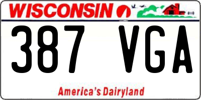 WI license plate 387VGA