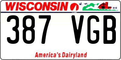WI license plate 387VGB